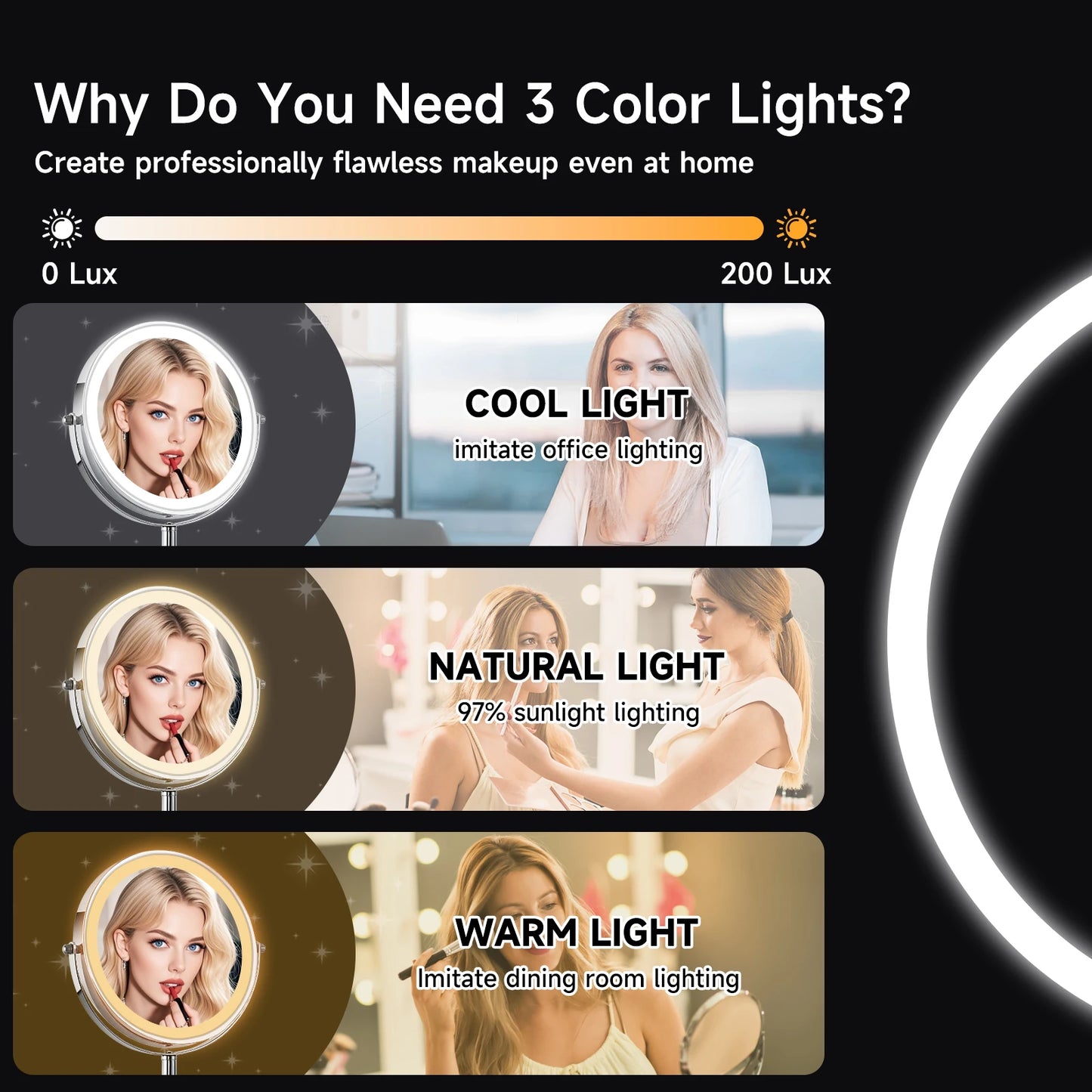 Espejo de maquillaje iluminado